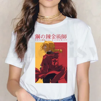 Anime Fullmetal Alchemist Edward Elric Japão Mangá T-shirt de Manga Curta Feminino Harajuku Vintage T-Shirts para Mulheres Tops Tees