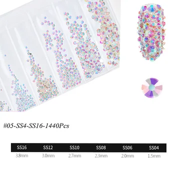 1 pacote de Tamanho Misto (SS4-SS16) Cristal Colorido Strass Arte do Prego Decorações Glitter 3D Gemas Manicure Livros