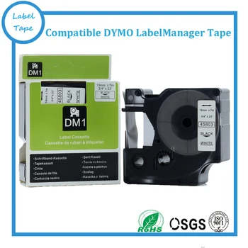 Frete grátis DYMO D1 fitas 19mm preto no branco 45803 usado para DYMO labelmanager rotuladora